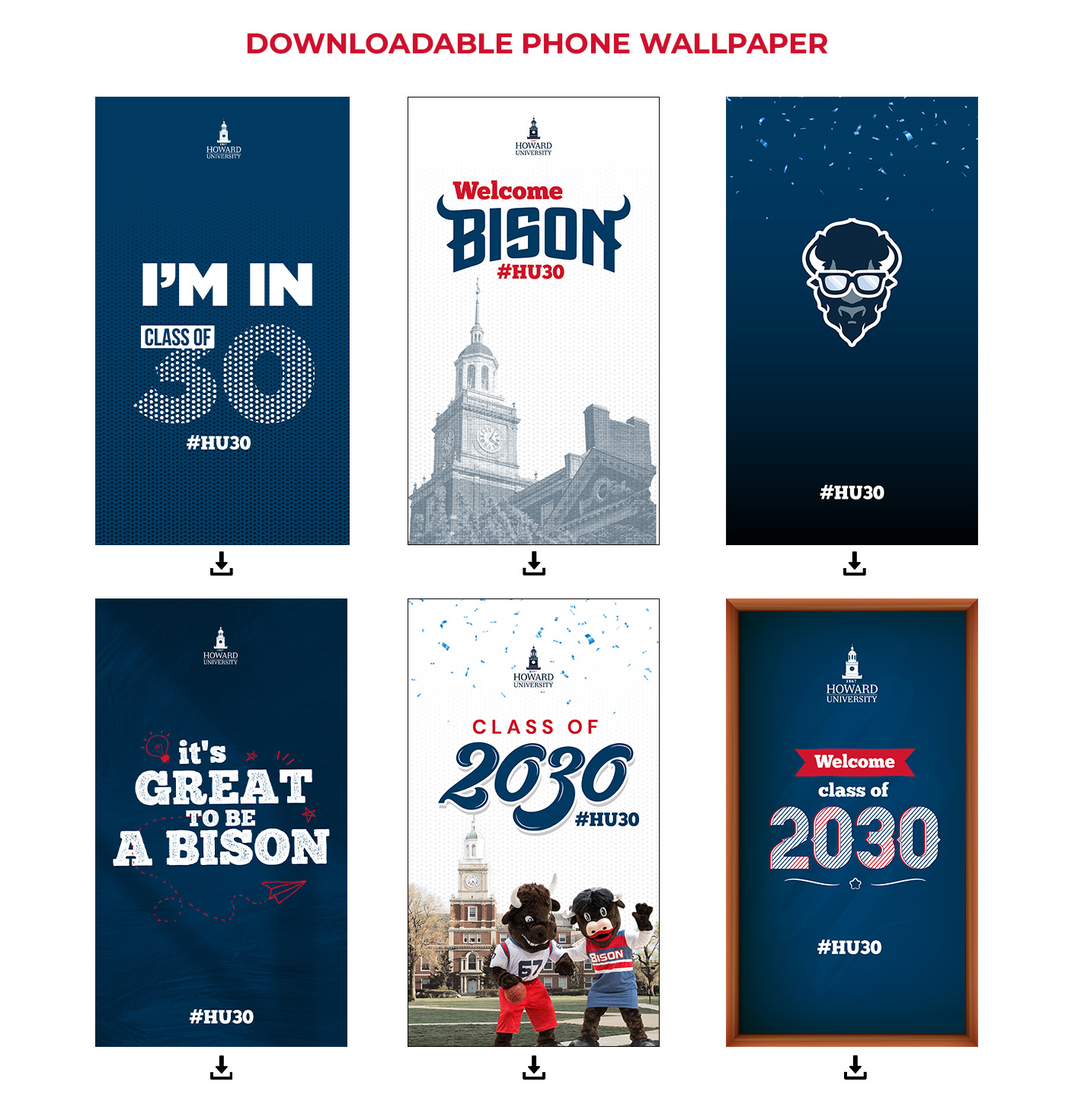 An image depicting the various social media wallpaper image options for admitted students to use