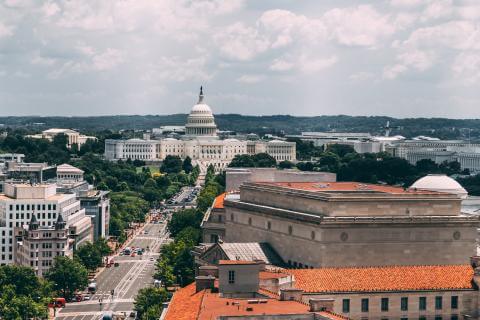 An aerial view of Washington, D.C.